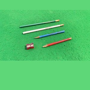 vintage PENCIL, set of 4 old pencils made in canada ,one sharpener made in usa